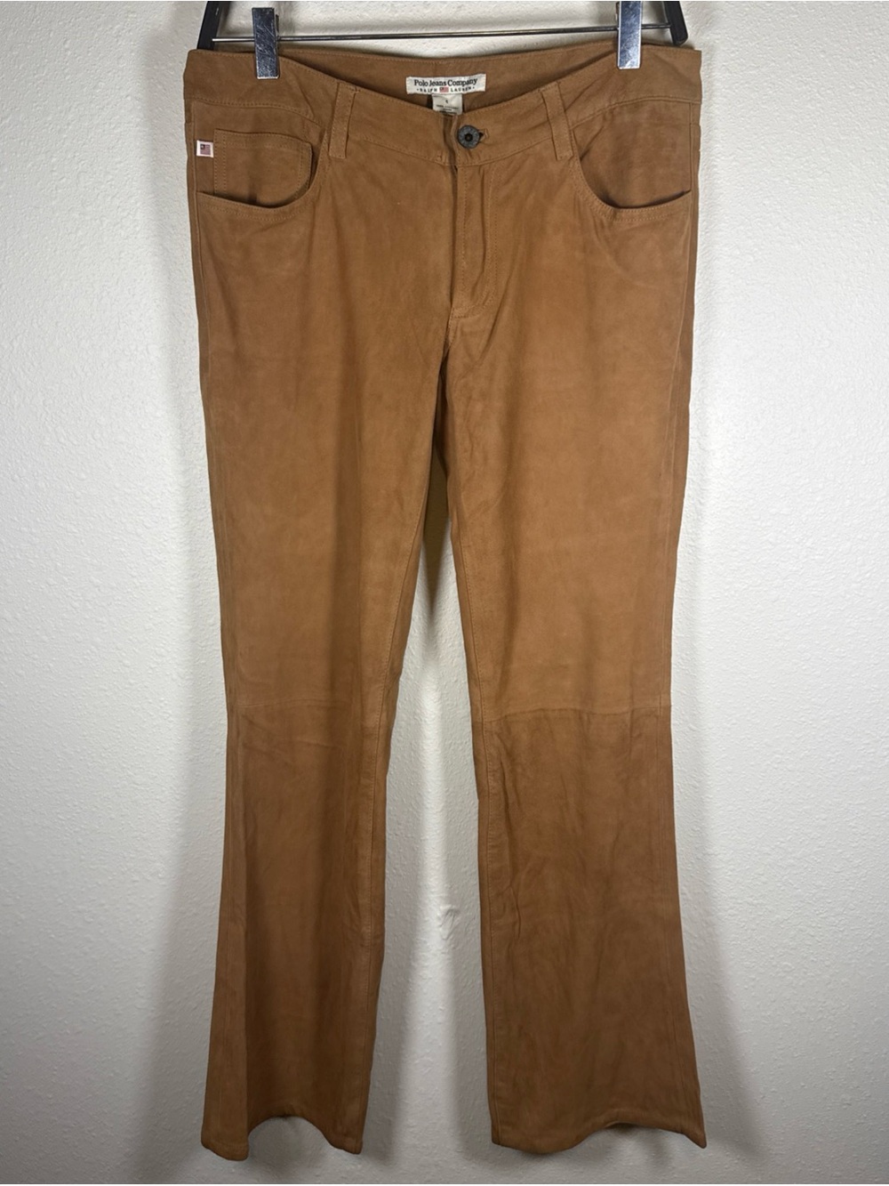 VTG Polo Jeans Co Ralph Lauren Pants Womens 6 Brown Suede 100% Leather Western